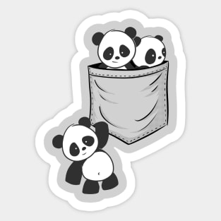 For Panda Lovers Cute Kawaii Baby Pandas In Pocket Sticker